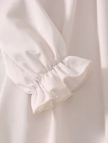 SHEIN 大女孩杏色刺繡洋裝 荷葉邊飾長袖梭織 秋季感恩節聖誕節假期女童秋季洋裝 - 粉色 - 查看 4