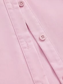 Modmama 2件組孕婦套裝：純色長袖鈕扣襯衫與連身褲，休閒秋冬女款嬰兒藍色套裝 - 淺粉色 - 查看 10