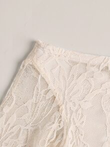 SHEIN 青少年女孩杏色針織蕾絲不對稱單肩中長洋裝，金色花卉裝飾，優雅單肩設計，純色長洋裝，秋冬疊穿，舞會禮服，畢業禮服，優雅女孩茶會穿搭，白色洋裝 - 彩色 - 查看 6