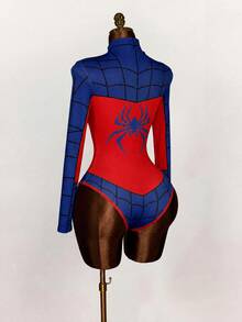 Amplova Women's Spider Print Casual Daily Long Sleeve Bodysuit - Multicolor - View 7