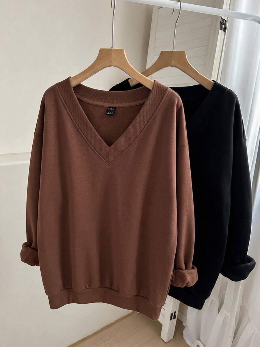 Comfylo 2PCS Plus Size Sweatshirts & Hoodies - Multicolor - View 1