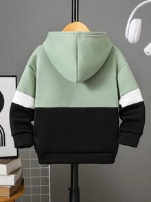 SHEIN 小男孩拼色長袖半拉鍊休閒運動衫 - 彩色 - 查看 4