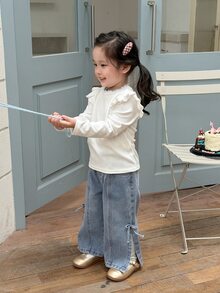 Dazy Kids Baby Girl Elastic Waist Casual Daily Denim Jeans - Black - View 6