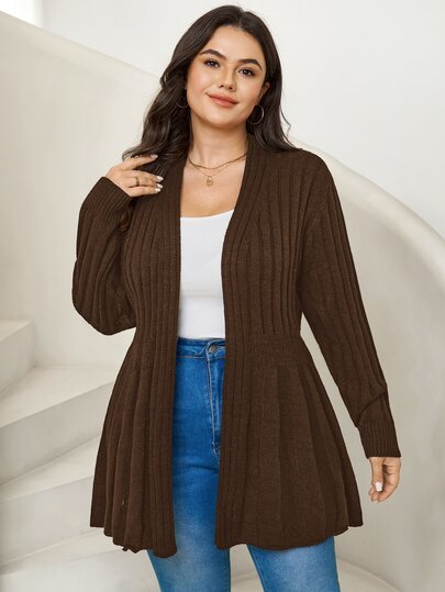 Comfylo Plus Solid Cardigan Office Formal Work Black Autumn Normal Traditional Winter Casual Baggy