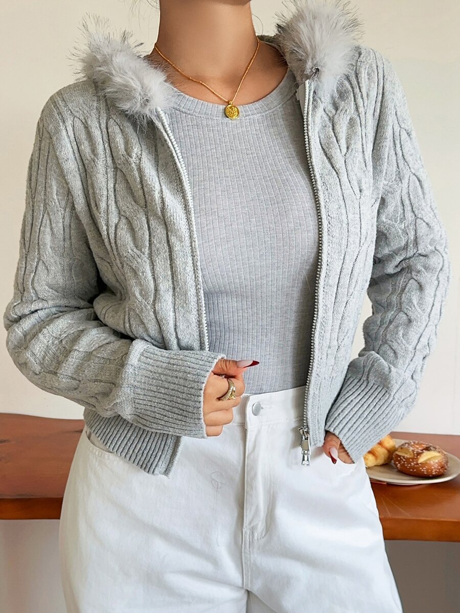 Livesso Hooded Comfortable Autumn/Winter Fuzzy Versatile Korean Style Sweater For Girls - Grey - View 1
