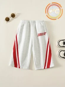 SHEIN 男嬰字母圖案拼色休閒日常長褲 - 彩色 - 查看 3