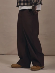 Musero Barrel Leg Side Adjuster Uility Chino Trousers Autum Winter Essentials - Brown - View 3