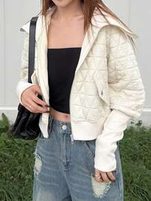 FRIFUL Women's Zipper Casual Versatile Daily Wear Long Sleeve Jacket - Apricot - View 4