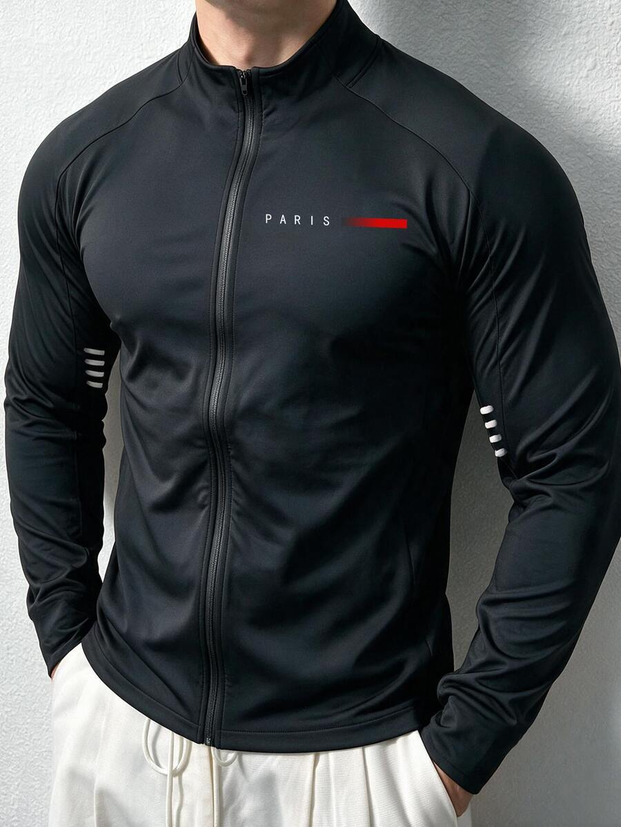Gym Rark Men's Letter Print Zipper Long Sleeve Sports Jacket for Sale ...