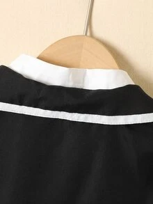 SHEIN 青少年女孩秋季套裝 2件組，學院風可愛西裝外套與百褶格紋迷你裙，復古休閒校園運動風，黑紅格紋 - 彩色 - 查看 6