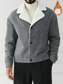 HUEFORM 2026新款男士新年聖誕萬聖節假期禮物休閒時尚設計極簡優雅百搭寬鬆深灰色與白色毛絨羊毛 - 深灰色 - 查看 5