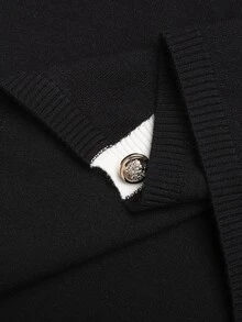 SHEIN Tween Girl Colorblock Casual Everyday Summer Knit Dress - Black and White - View 7