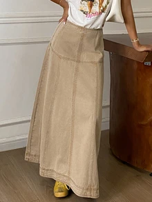 Livesso Women Denim Skirts - Coklat - View 5