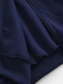 SHEIN 青少年女孩秋冬2件套 長袖拉鍊連帽外套與寬腿運動長褲休閒套裝，適合日常穿著、聖誕節、秋季 - 藍色 - 查看 12