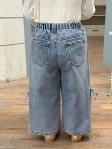 Dazy Kids Baby Girl Elastic Waist Casual Daily Denim Jeans - Black - View 2