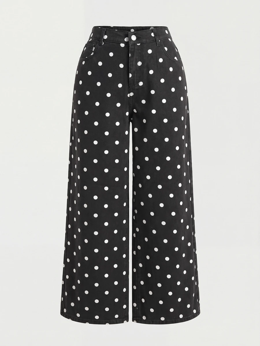 SHEIN MOD 大尺碼豹紋休閒牛仔褲 - 彩色 - 查看 1