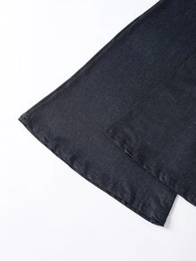SHEIN SXY 大尺碼女款黑色印花時尚喇叭褲 百搭休閒性感 夜店外出褲 - 黑色 - 查看 5