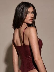 SHEIN BAE Women's Solid Color Casual Versatile Daily Wear Camisole Camisole - Burgundy - View 2