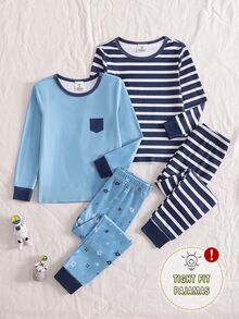 4PCS Young Boys Pajamas - Multicolor - View 5