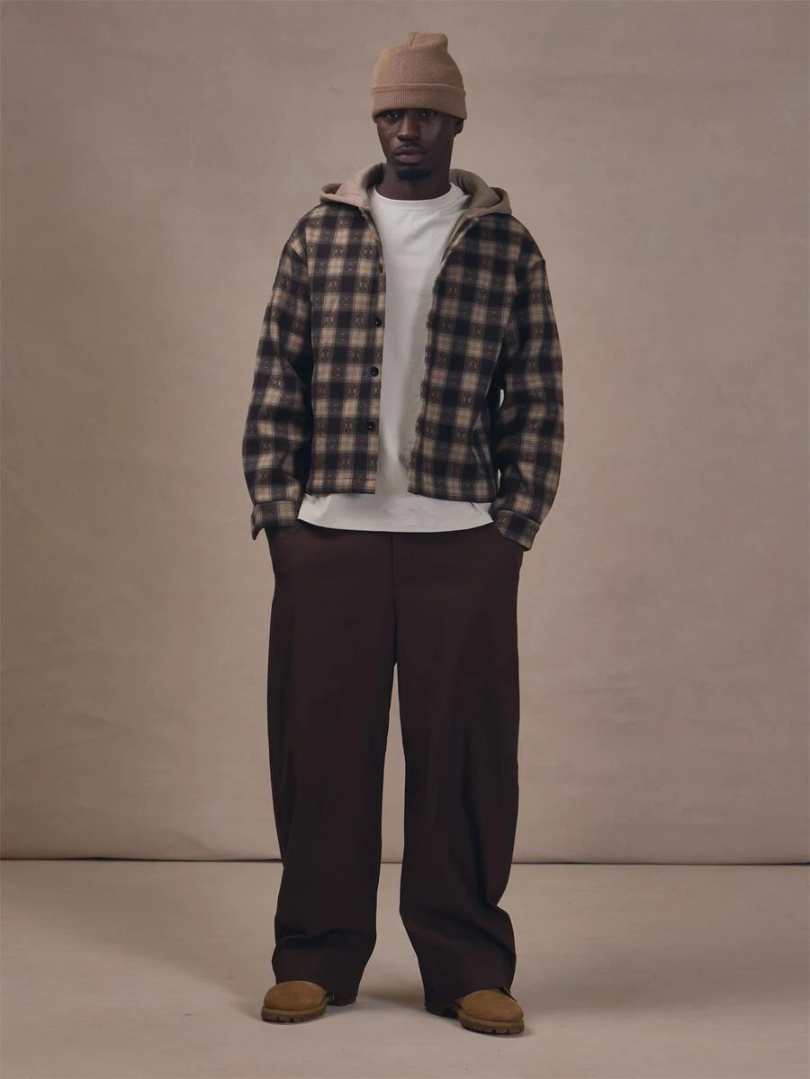 Musero Barrel Leg Side Adjuster Uility Chino Trousers Autum Winter Essentials - Brown - View 1