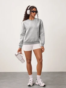 Eassivo Grey Seamed Crew Neck Sports Sweatshirt - Grey - View 3