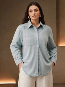 Anewsta Women's New Fashion Heavy Embroidery Hand-Sewn Beaded Tube Blue Oversized Top - Blue - View 4