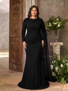 Aureia Elegant Luxurious Black Satin Patchwork Mesh, Handmade Bow Decor, Strapless Bubble A-Line Short Dress, Plus Size Ball Gown - Black - View 1