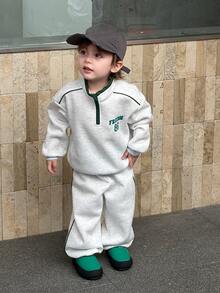 DAZY Infant (Boy) Autumn/Winter Korean Style Long Sleeve Sweatshirt Set - Grey - View 5