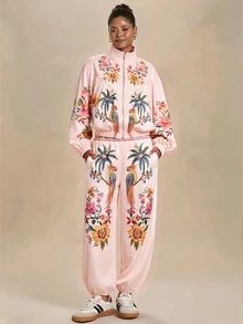 Travachic 女款黑色彈性腰口袋錐腿長褲，適合峇厘島度假、邁阿密度假、秋季街頭穿搭與運動 - 杏色 - 查看 5