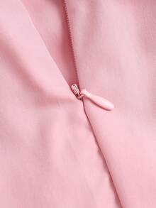 Sweetra Women's Front Fold Waist Tie Suit Pants - Pink - View 3