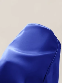 SHEIN ICON 大尺碼女款 PU 皮革掛脖式金屬孔綁帶束腰上衣，Y2K 哥德風棕色夏季夜店外訪人造皮革 V 領綁帶背心上衣 - 寶藍色 - 查看 7