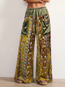 Bohemela 女款抽繩腰休閒百搭日常旅行長褲 - 咖啡棕 - 查看 7