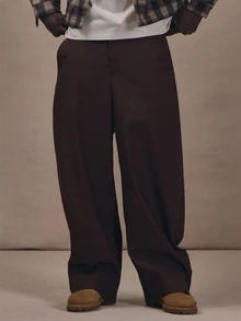 Musero Barrel Leg Side Adjuster Uility Chino Trousers Autum Winter Essentials - Brown - View 2
