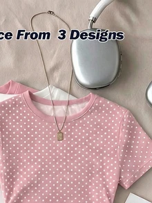 Kaos Remaja Perempuan Lengan Pendek Model Sederhana dengan Kerah Bulat dan Detail Kerutan di Pinggang, Gaya Serbaguna untuk Musim Semi dan Musim Panas - MultiWarna - View 3