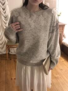 DAZY Women's Round Neck Korean Style Long Sleeve Autumn/Winter Sweater - Apricot - View 1