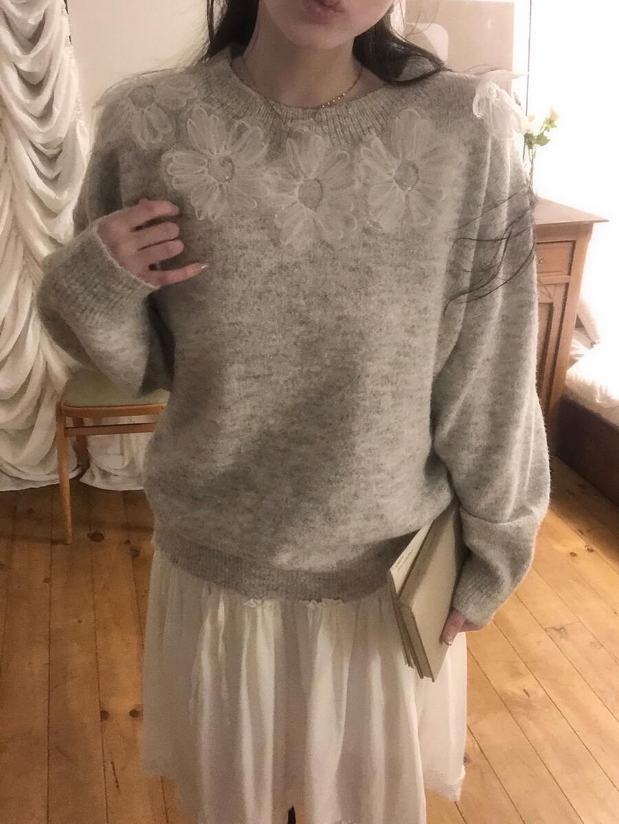 DAZY Women's Round Neck Korean Style Long Sleeve Autumn/Winter Sweater - Apricot - View 1