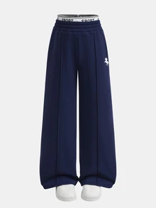 SHEIN 青少年女孩秋冬2件套 長袖拉鍊連帽外套與寬腿運動長褲休閒套裝，適合日常穿著、聖誕節、秋季 - 藍色 - 查看 8