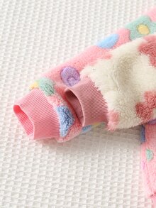 Cozy Pixies 女嬰 4件組可愛舒適百搭花卉圖案毛絨布料長袖上衣與長褲家居服套裝 - 彩色 - 查看 7