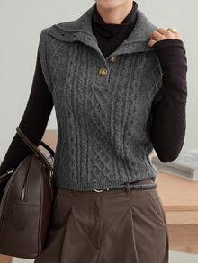 Dazy-Less Women Sweater Vests Office Grey Classic - Grey - View 4