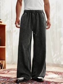 SWAVVY بلوزة رياضية رجالية كاجوال مقاس قياسي للربيع/الصيف، لون أسود سادة مع رقعة ندفة الثلج - الأسود - مشاهدة 7
