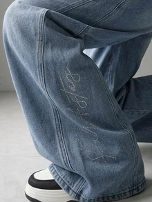 FRIFUL Women's Street Style Y2k Streetwear Button Pocket Loose Fit Denim Jeans Everyday Going Out Grey Fall - Blue - View 6