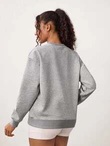 Eassivo Grey Seamed Crew Neck Sports Sweatshirt - Grey - View 2