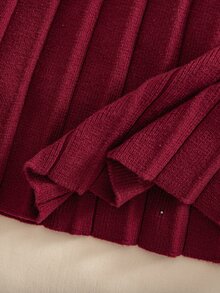SHEIN Young Girl Loose Casual Minimalist Comfortable Peter Pan Collar Patchwork Contrast Color Bowknot Decor Sweater Dress - Red - View 6