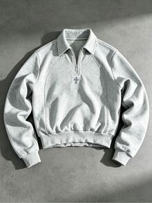 Men's Solid Color Casual Daily Long Sleeve Sweatshirt - Light Grey - View 1