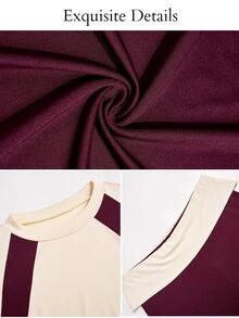 Brilight Folded Waist Wide-Leg Yoga Leggings & Contrast Racerback Sports Vest Two Pieces Set, Slim Fit For Gym, Pilates, Daily Wear, Butter Yellow. - Purple - View 7