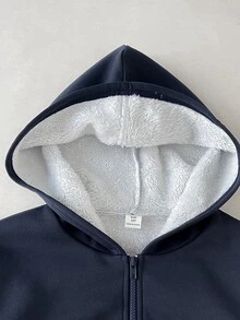SHEIN 青少年女孩秋冬保暖內裡加厚印花長袖夾克 - 彩色 - 查看 3