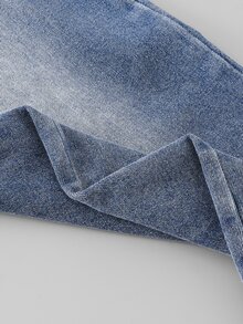 SHEIN 青少年女孩秋季套裝 2件組圓領拼接T恤與刺繡牛仔褲，秋冬休閒穿搭 - 紅色 - 查看 5