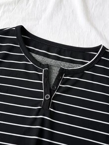 SHEIN 青少年女孩針織黑色拼接灰色休閒Y2K街頭風長袖T恤，秋冬加厚校服Sixth Form - 彩色 - 查看 5