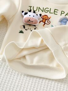 Cozy Pixies كنزة صوفية كاجوال مريحة للأطفال الصغار للاستخدام اليومي متعددة الاستخدامات بياقة دائرية للخريف - أبيض - مشاهدة 8