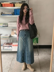 DAZY Women's Casual Versatile Daily Denim Skirt - Blue - View 8